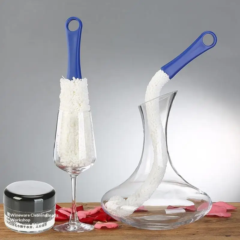 [MOA]Foam Sponge Flexible Wand Hand Wine Bottle Glass Decanter Cups Plastic Washing Clean Brush Scrubber Cleaner[MOA]