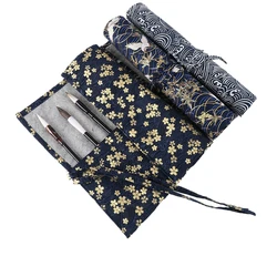 Aquarelle-bolsa rodante para lápices, estuche portátil de lona Simple, para caligrafía china, pincel de acuarela