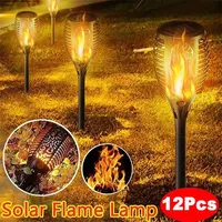 1/2/4/6/8/10/12Pcs Solar Flame Torch Light Flickering Light Waterproof Garden Decoration Outdoor Lawn Path Yard Patio Floor Lamp