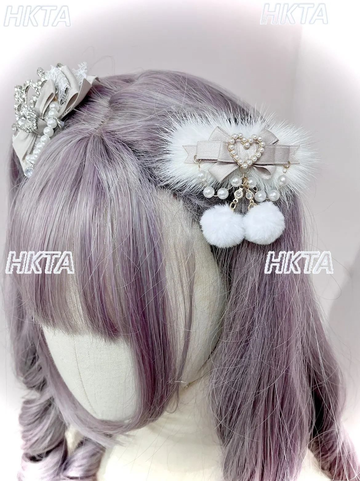 

Japanese 2025 Lolita Cute Plush Bow Love Hairball Edge Clip Headgear Girls Winter Sweet Versatile Hairpin Hair Accessories Women
