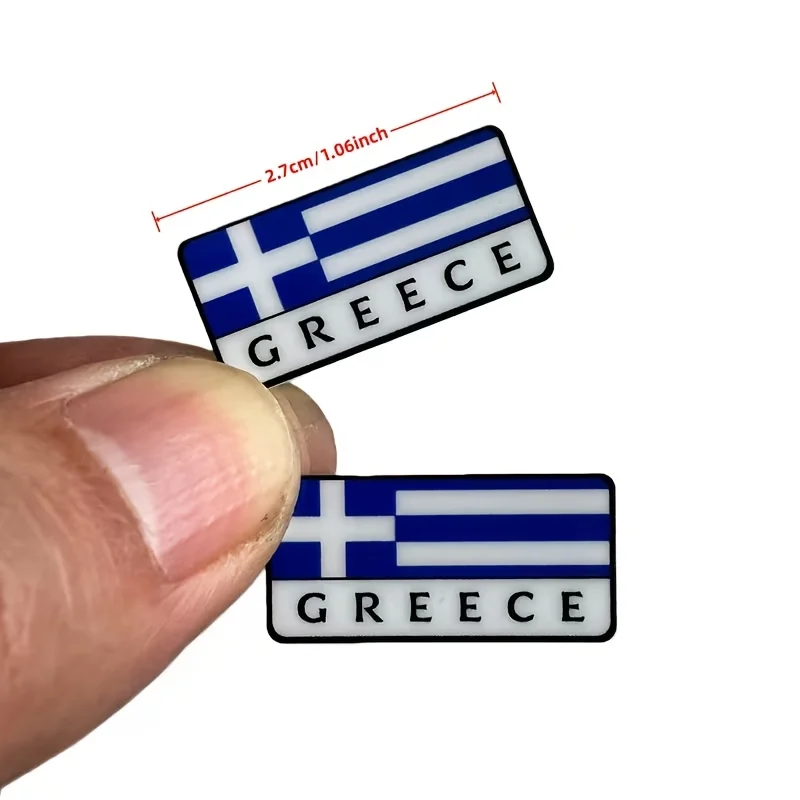 2pcs Greece Flag Style Car Stickers | Automotive Badge Emblem Decals Additions for All Vehicles Motorcycle Helmet