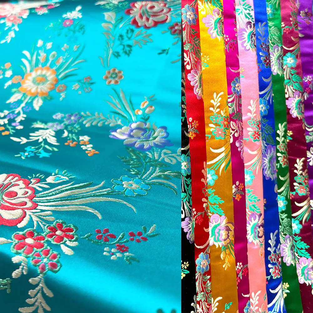 

Brocade Jacquard Flower Damask Fabric Silk Satin DIY for Cheongsam Kimono Women Dress Wedding Costume Pajamas Cushion Materials