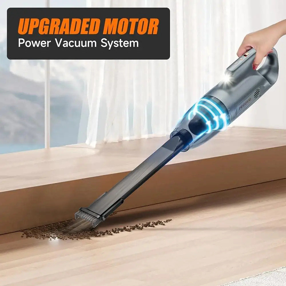 휴대용 무선 진공 청소기 10000Pa 흡입 충전식 자동차 진공 LED 조명 애완 동물 브러시 30분 배터리 수명 HEPA 필터
