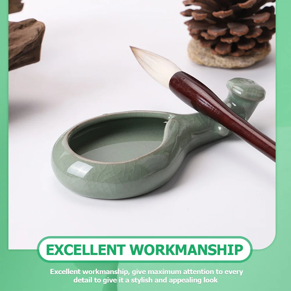 

Porcelain Ceramic Calligraphy Ink Dish Brush Pen Rest Holder Practical Chinese Calligraphy Ink Plate Brush Washer