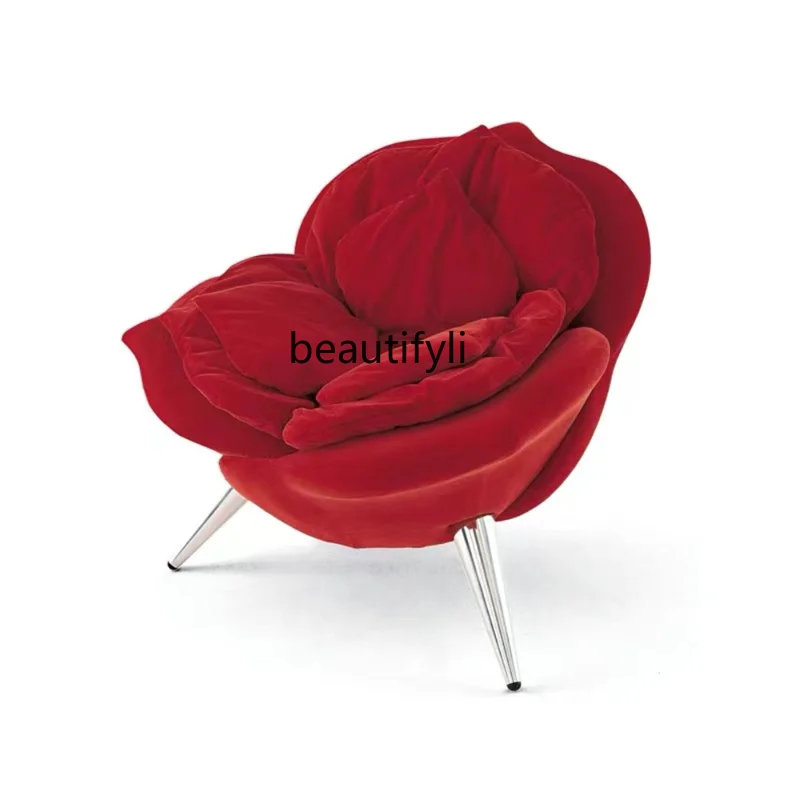 Customized Minimalist Creative Designer Model Art Rose Flower Single Leisure Chair Living Room Balcony Art Petals Couch