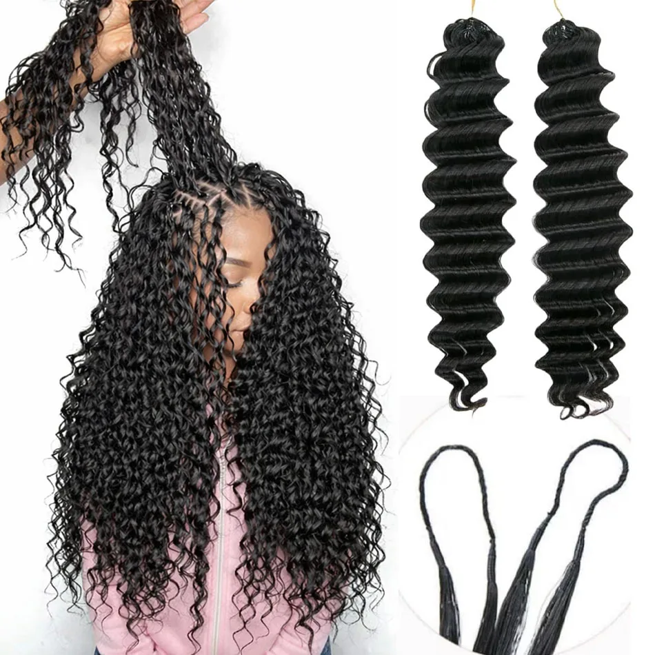 

Бесшовные предварительно разделенные косынки для наращивания волос Deep Wave, 100% натуральные человеческие волосы, необработанные, для наращивания методом крючком