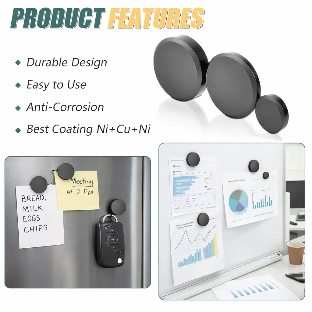 20/40/50/100Pcs Black Industrial Magnets, Round Magnetic Discs, Fridge Ferrite Magnets for Fridge & Bulletin Board, 17x2.5mm view 4