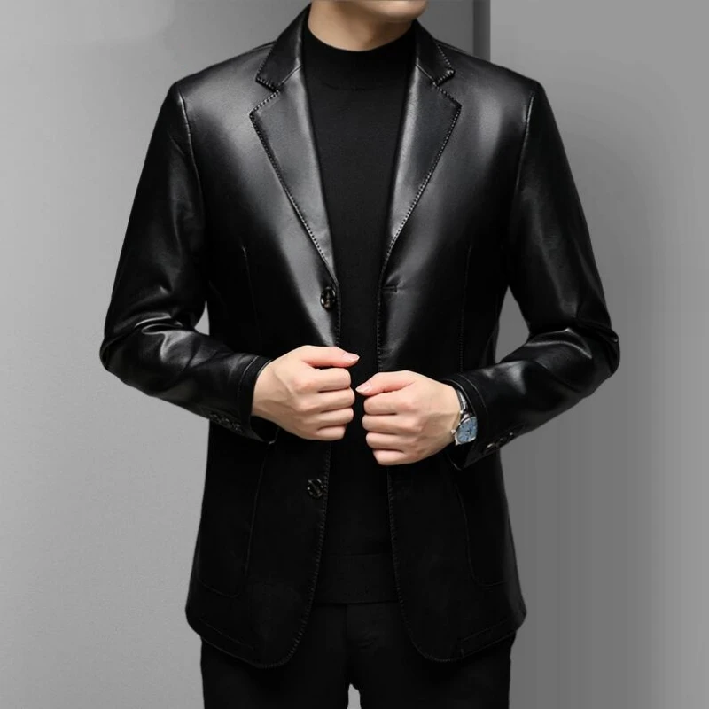 Brand Pu Leather Jacket Men Autumn Winter Casual Mens Jackets Solid Clothes Soft Motorcycle Outerwear Masculinas M-3XL