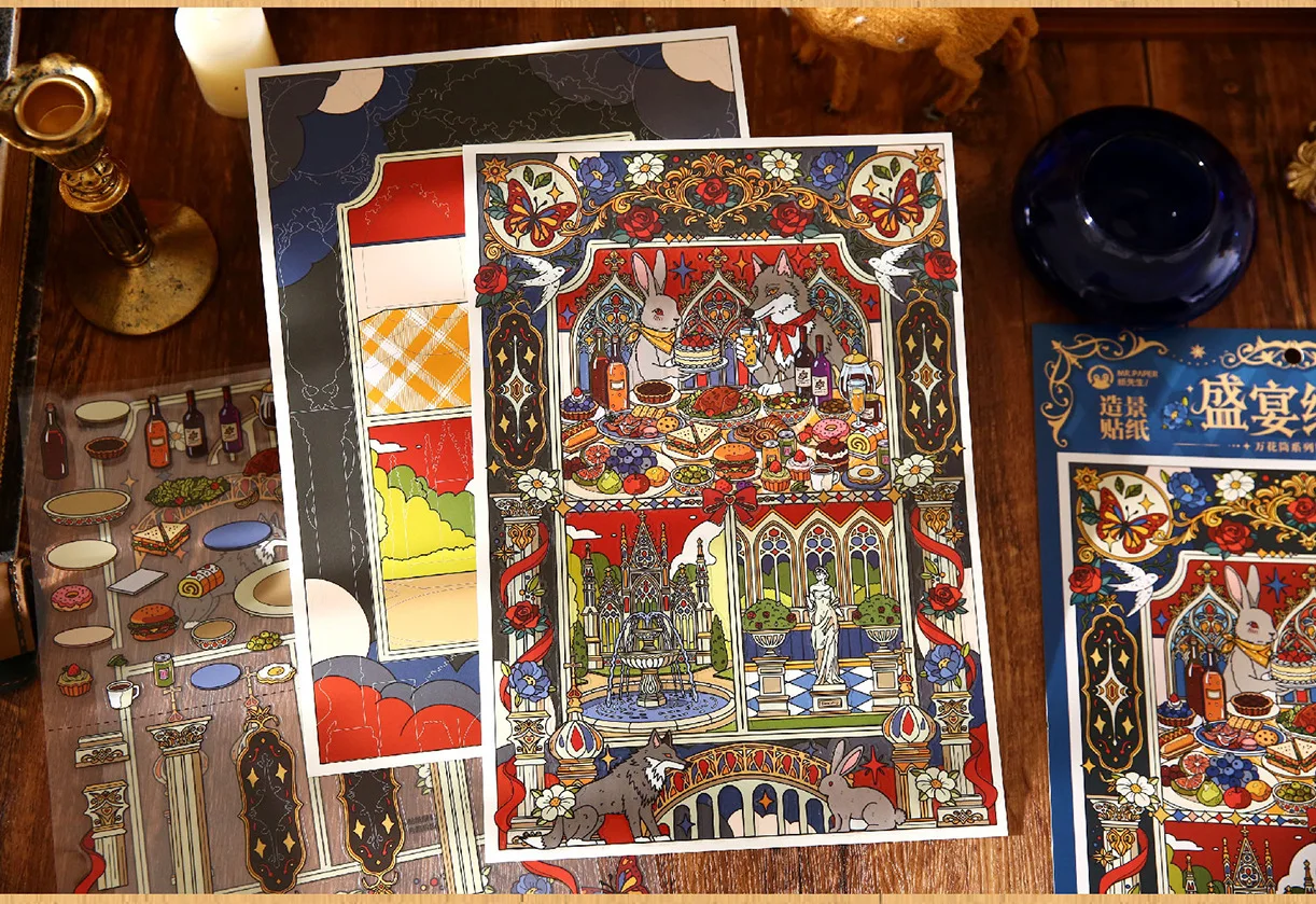 

Kawaii Fairy Tale Church 3D Greedy Feast Landscape Sticker DIY Pocket Cabin Scene festival gift