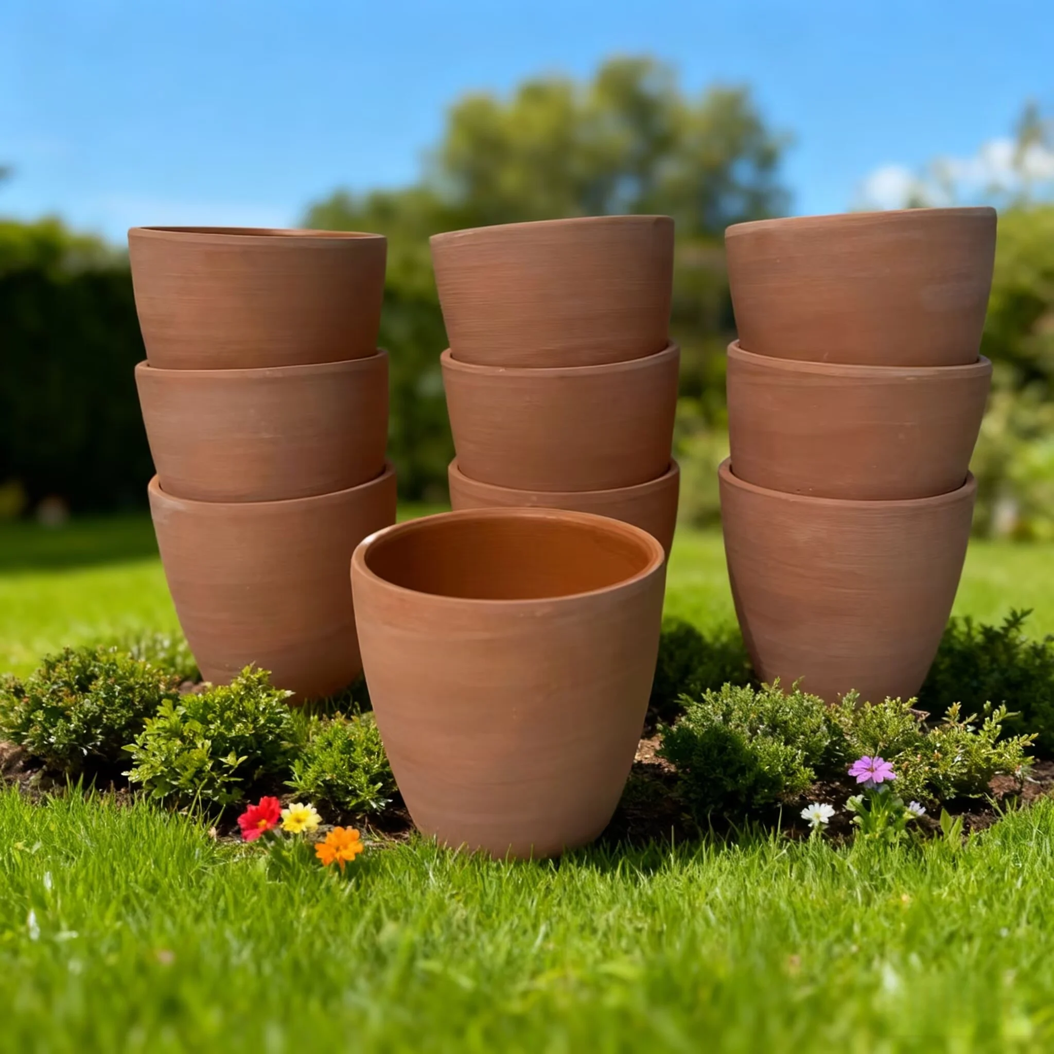10pcs Pack Egg shape Terracotta Pots, 3 Inch Red Clay Planter Pots with NOT Drainage. Pottery Succulent Planter, For Garden