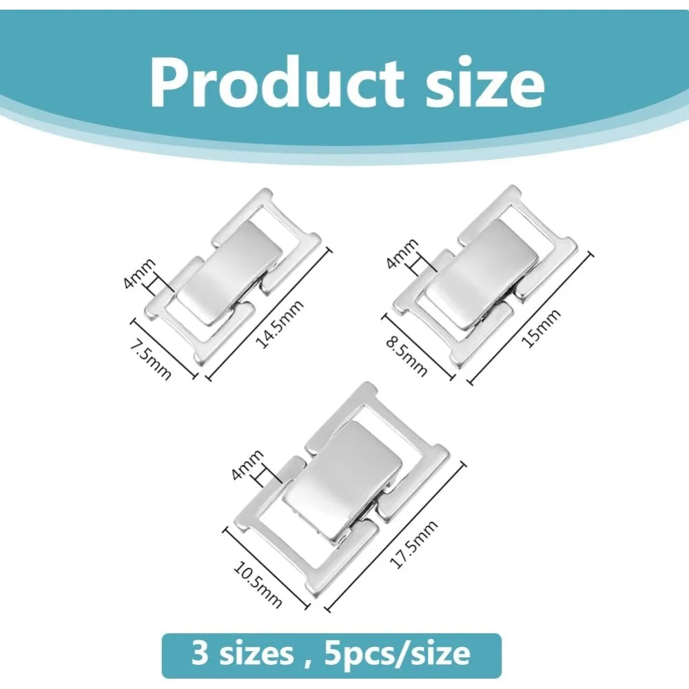15Pcs 3 Styles Fold Over Jewelry Clasp Brass Bracelet Extenders Secure Necklace Closure Foldover Extension Clasps Small Fold