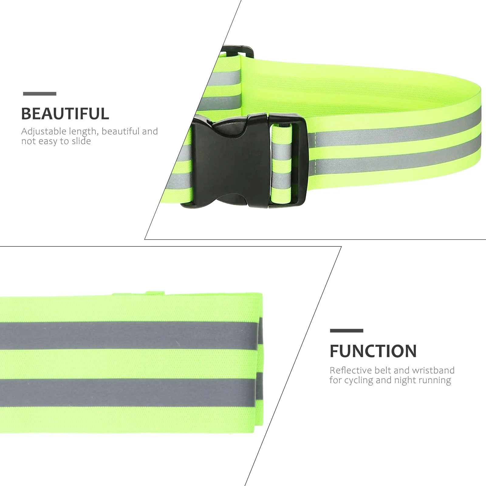1 set Reflective Belt Wristbands Set Green High Visibility For Night Running Cycling Walking Workers Police Durable Lightweight