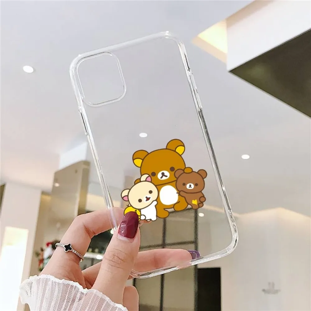 Rilakkuma Cute Phone Case For Iphone 15 11 13 14 Pro Max 7 8 Plus X Xr Xs Max Se2020 12mini Transparent Cover