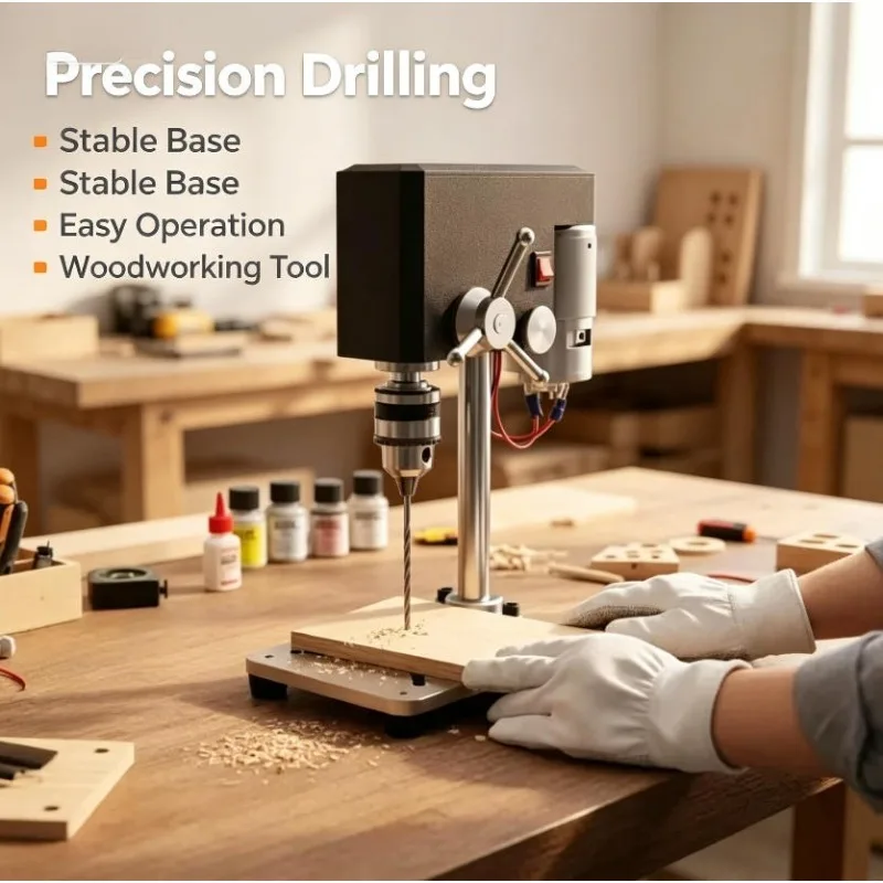 Mini Bench Drill Micro Drill Press High Precision Drilling Machine Small Electric Drill for Drilling Polishing DIY Power Tool