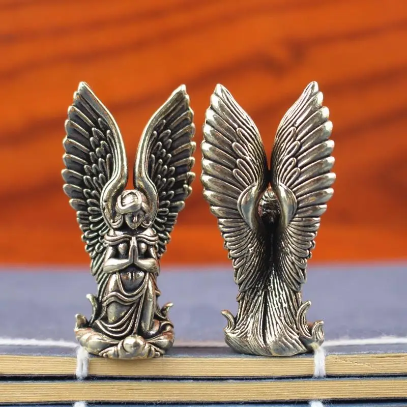 /KQM/Goddess Angel Figure Home Decor Guardian Angel Statue Decoration Retro Home Decor Desktop Tea Pet Craftwork Bronze Ornament