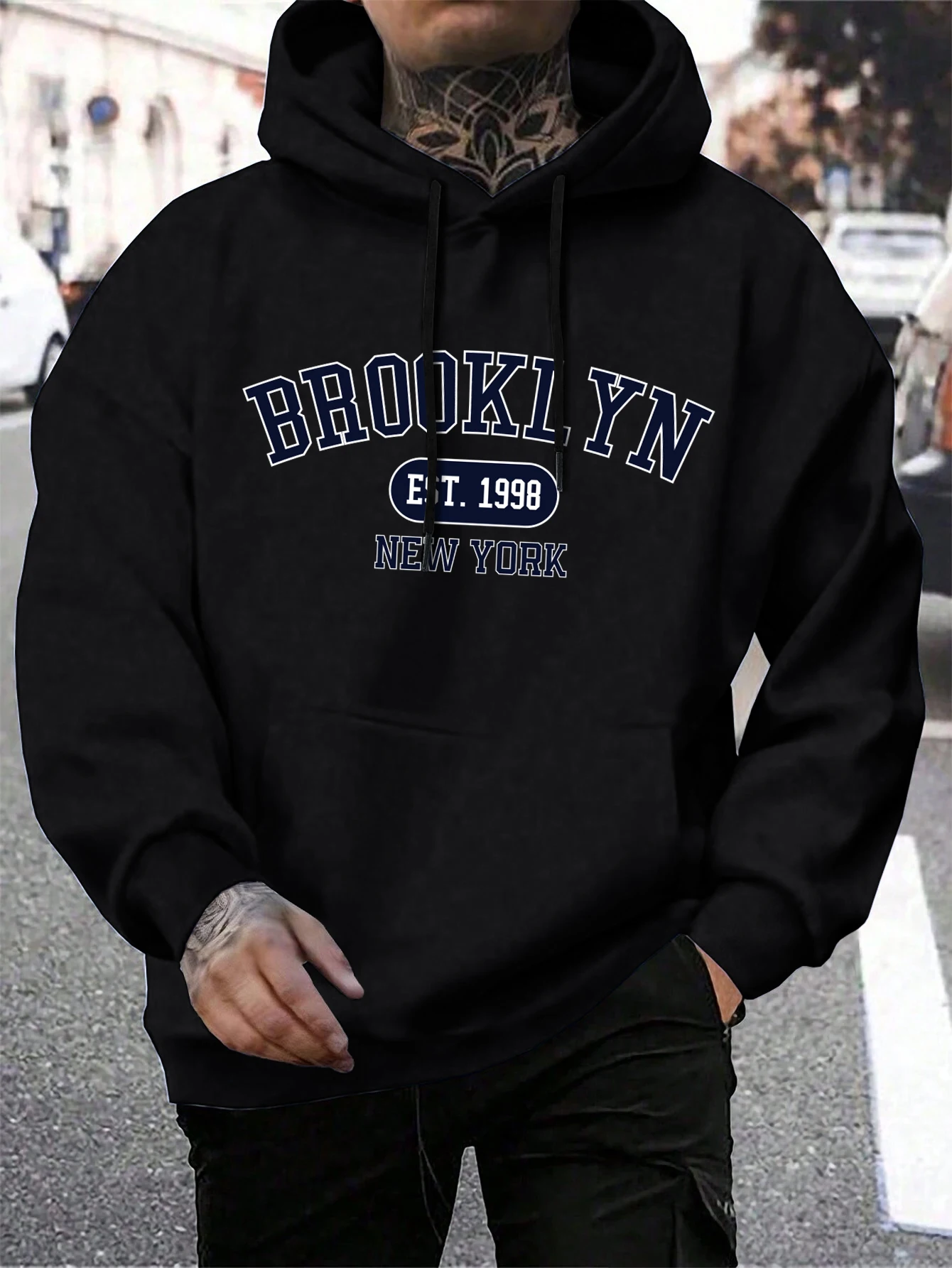 

Brooklyn Est 1998 New York Printing Men Hoodies Harajuku Crewneck Hoodie Fashion Oversize Hoody Autumn Comfortable Tracksuit