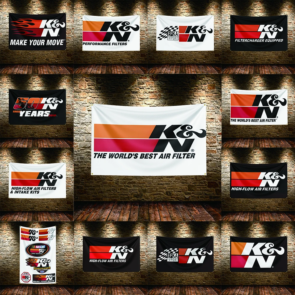 Customized K-K&N Flag HD Printed Fade Resistant Hanging Banner For Yard Camping Indoor Livingroom Wall Home Festival Party Decor