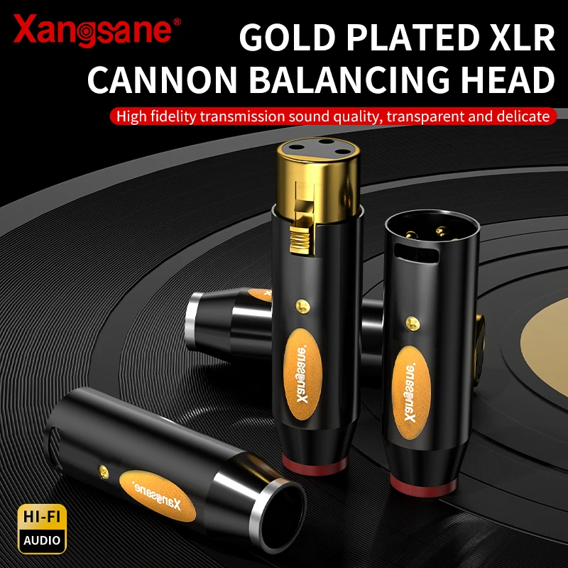 Xangsane brass copper hifi Cannon Male/female plug pure copper gold plated XLR balance head microphone microphone