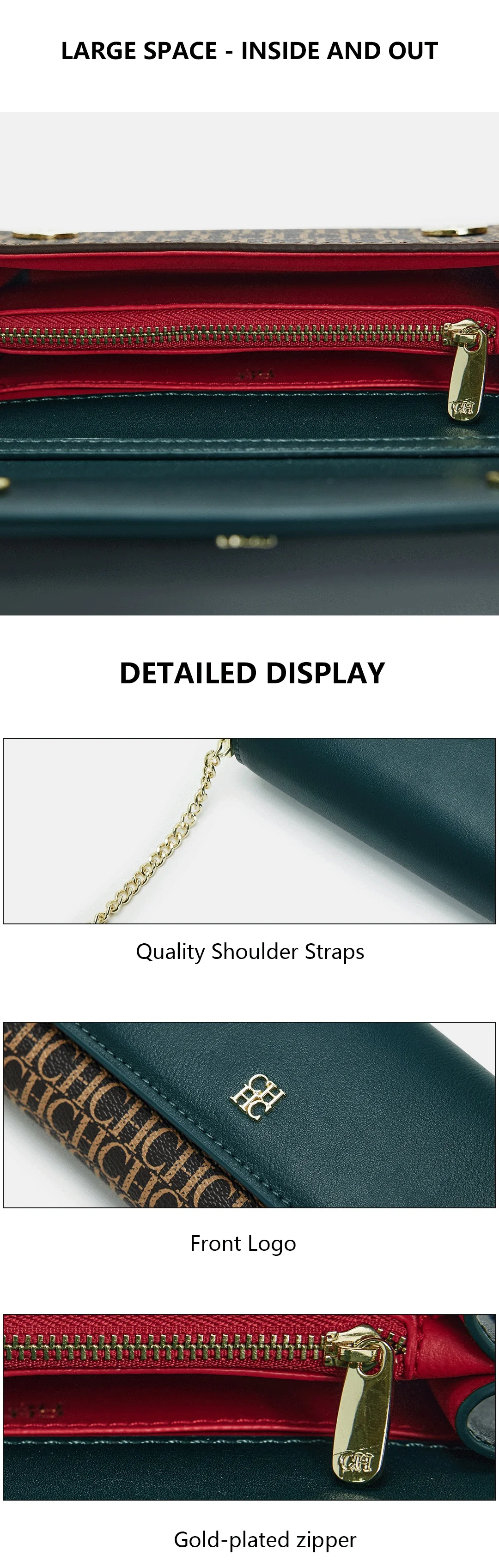 CH Clutch-Tasche für Damen, Ketten-Umhängetasche, Designer-Schulterhandtasche, Abendtasche, Geschenk-Geldbörse für Damen – Detail 10