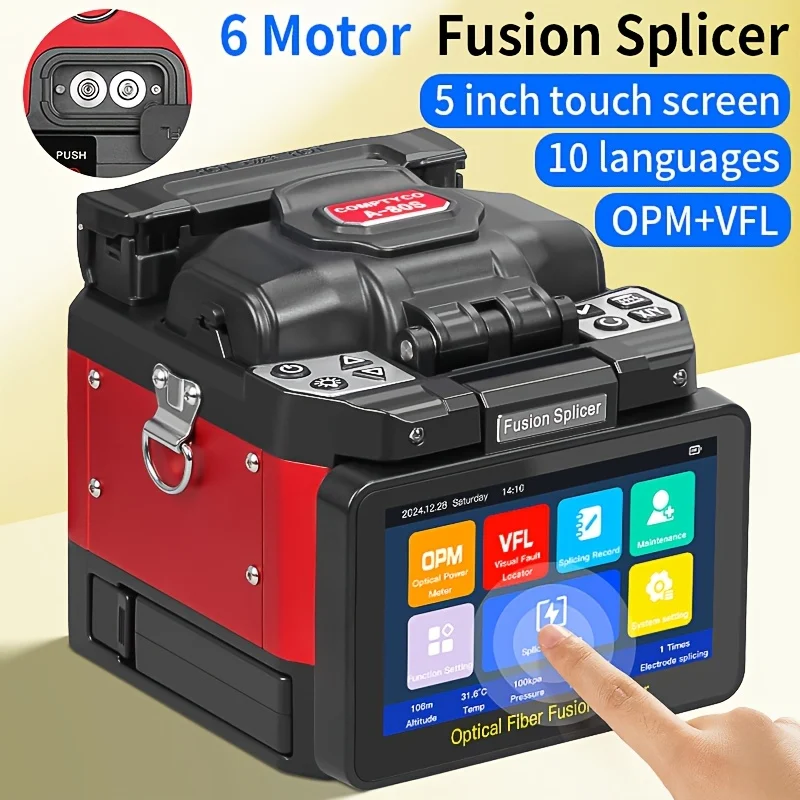 A-80S Optical Fiber Splicer SM/MM Multi-language screen fiber optic splicing Built-in OPM VFL
