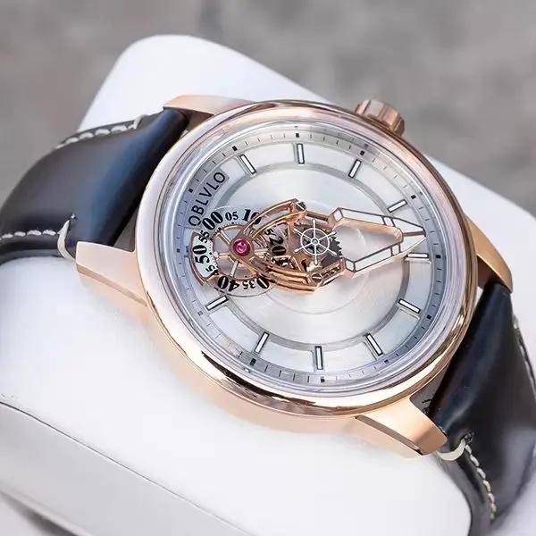 OBLVLO Men Automatic Watch 42mm Mechanical Wristwatch Waterproof Sapphire Mirror Luminous Rotatable Spacecraft Hands