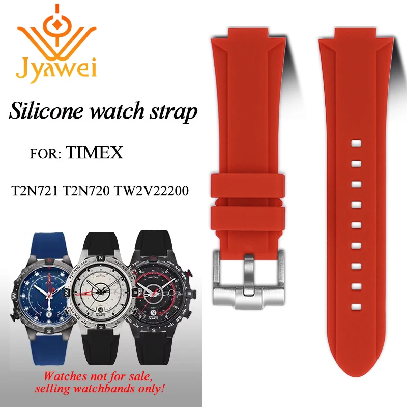 Waterproof Rubber watch strap for TIMEX Watch Band Tide Compass T2N721 T2N720 TW2V22200 Strap men's Sports Silicone wristband