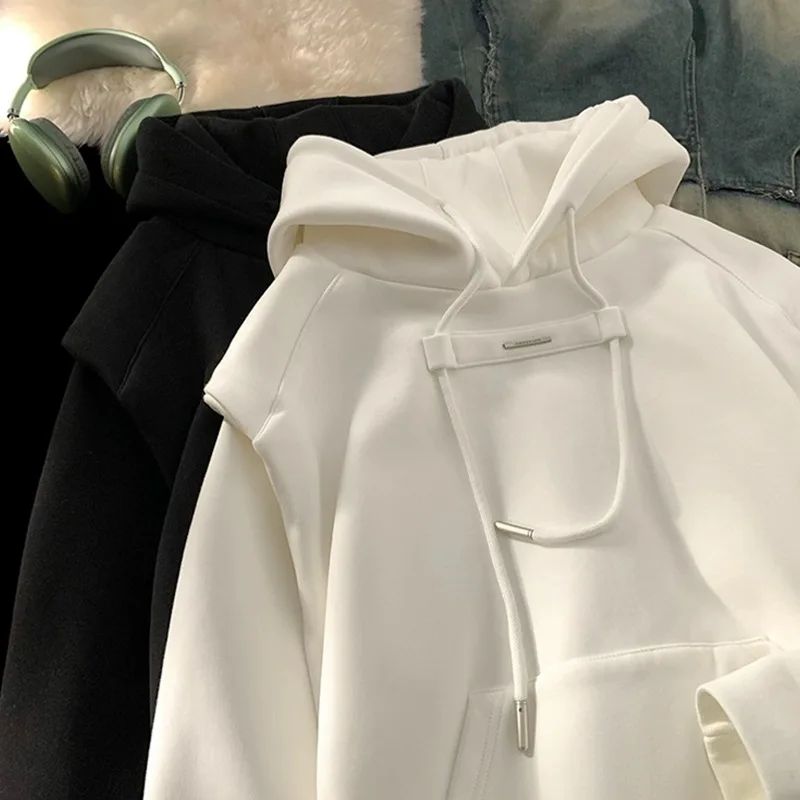 سويت شيرت نقي مكون من قطعتين للرجال لربيع وخريف العلامة التجارية الجديدة ذات القلنسوة غير الرسمية الأمريكية #1