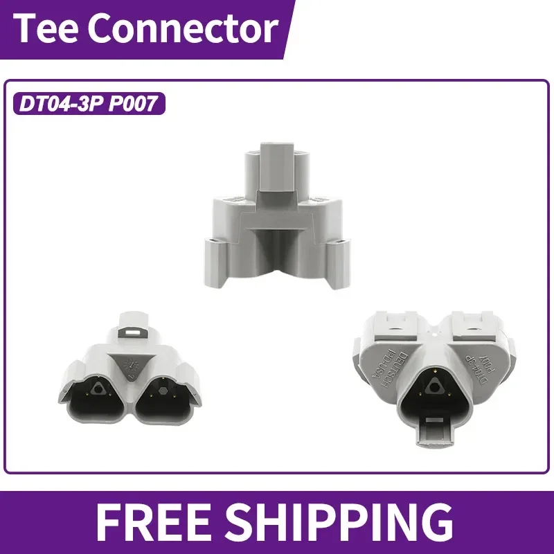 1/5/10/100Pcs Deutsch Tee Socket Automotive Electrical Housing Wiring Cable Three Connection Automobile Plug DT04-3P-P007