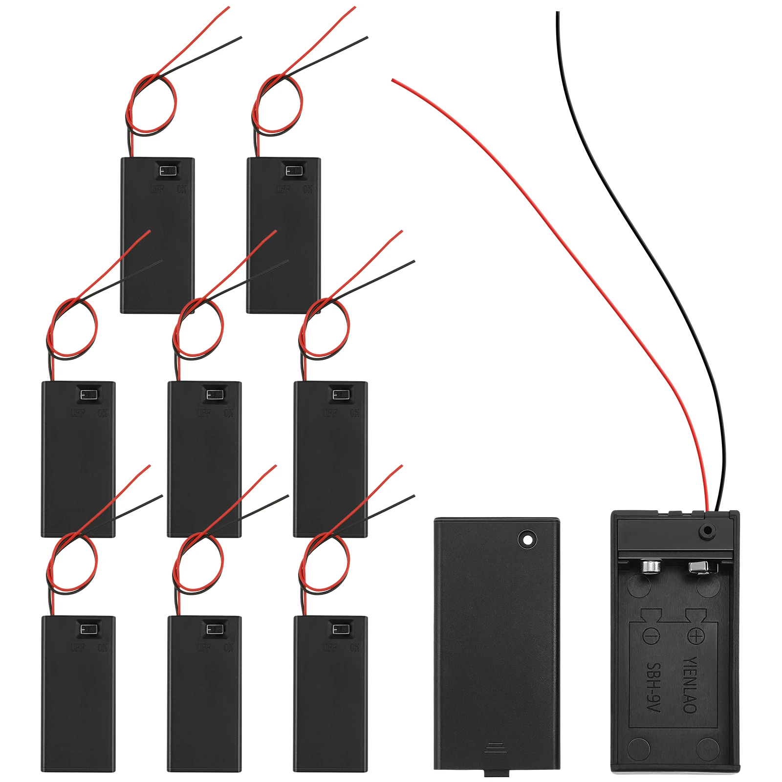 

10pcs Holder with Cover Switch Slot Case Container Wire 9V Casing Organizer Box Compartment