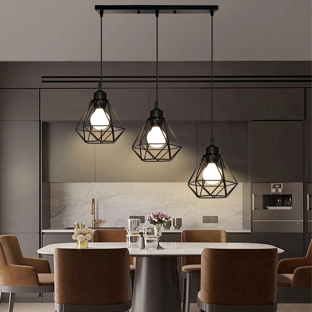 Modern 1/3 heads Pendant Lamp E27 LED Ceiling Suspended Chandelier Hanging Light Lampshade for Kitchen Living Room Loft Bedroom