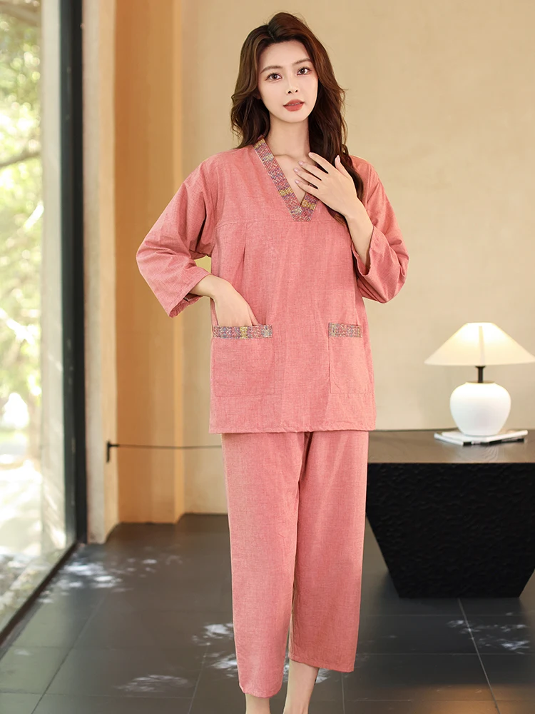 Soft Cotton Flax Long Home Sleepwear Unisex Large Size Sauna Robe Couple Matching Comfortable Breathable Towel Clothing