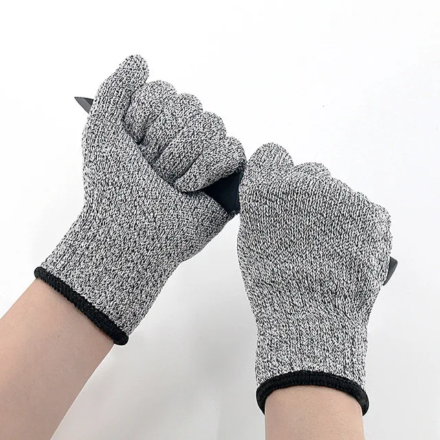 GMG-guantes a prueba de cortes, guantes de trabajo de seguridad, color gris y negro, HPPE EN388 ANSI, nivel 5, gran oferta