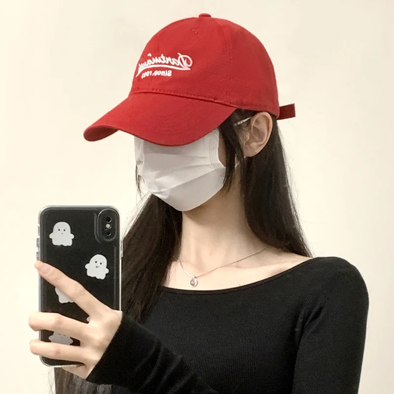 Baseball Cap Women's Summer Big Head Circumference All-Match Letters Make Face Smaller plus-Sized Deepen Wide Brim Peaked Cap