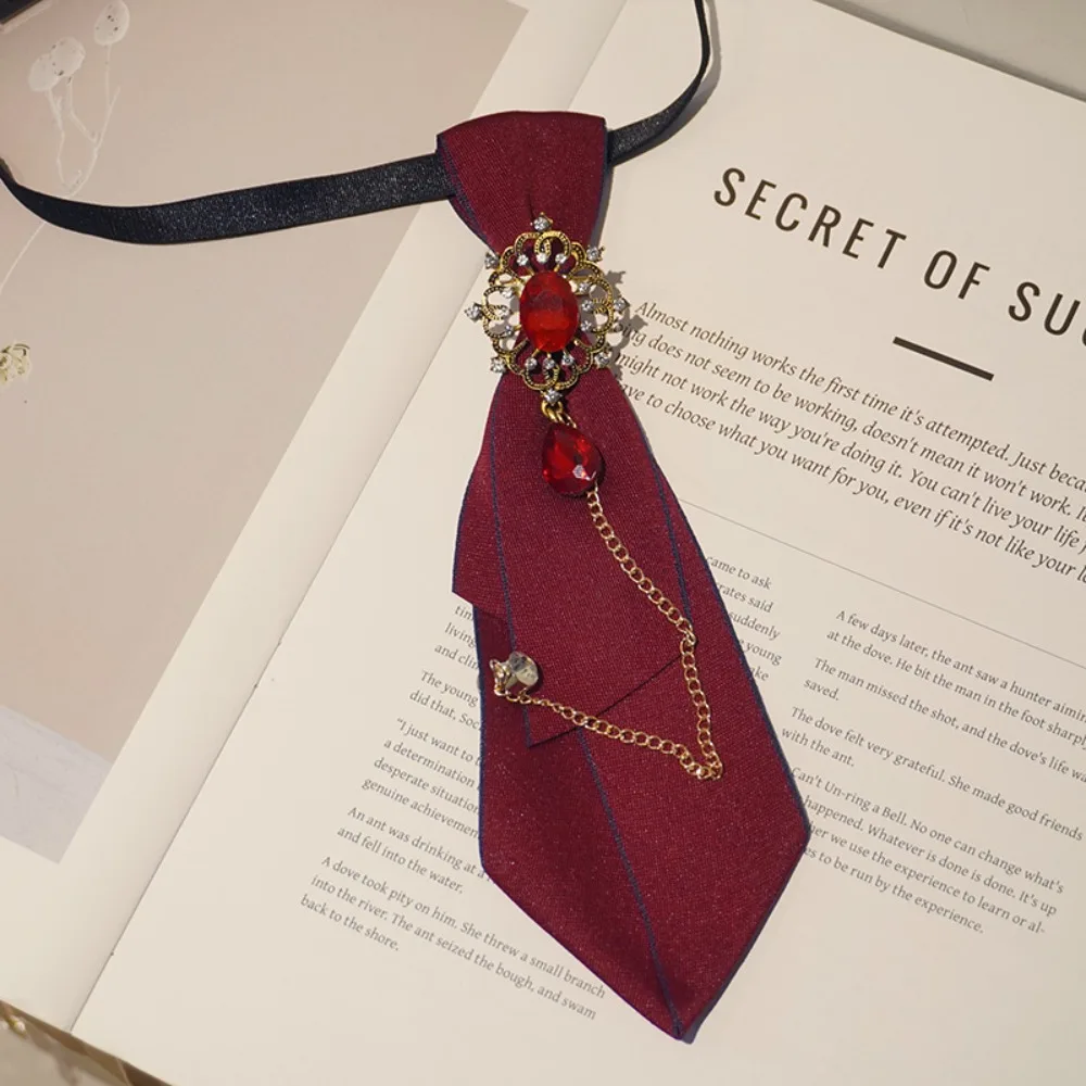 Clothing Decoration Crystal Bow Tie Choker Long Alloy Rhinestone Necktie JK Necklace Shirt Tie Men