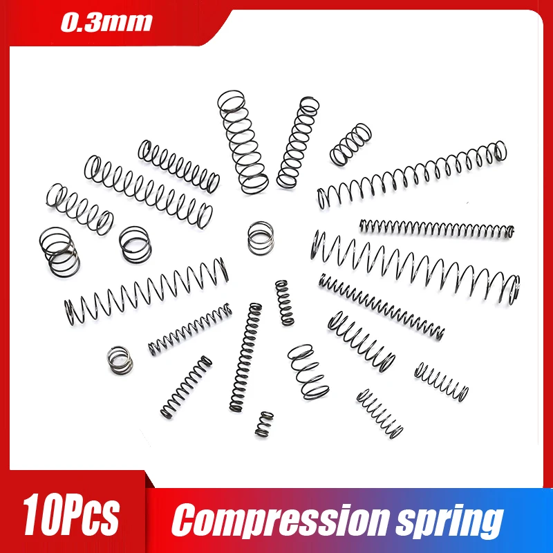 10pcs/Lot 0.3/0.35 mm 304 Stainless Steel Micro Small Compression Spring OD 4.3/2/2.5/2.9/3/3.5/4/1.4/1.6~7 Length 5.4mm to 35mm