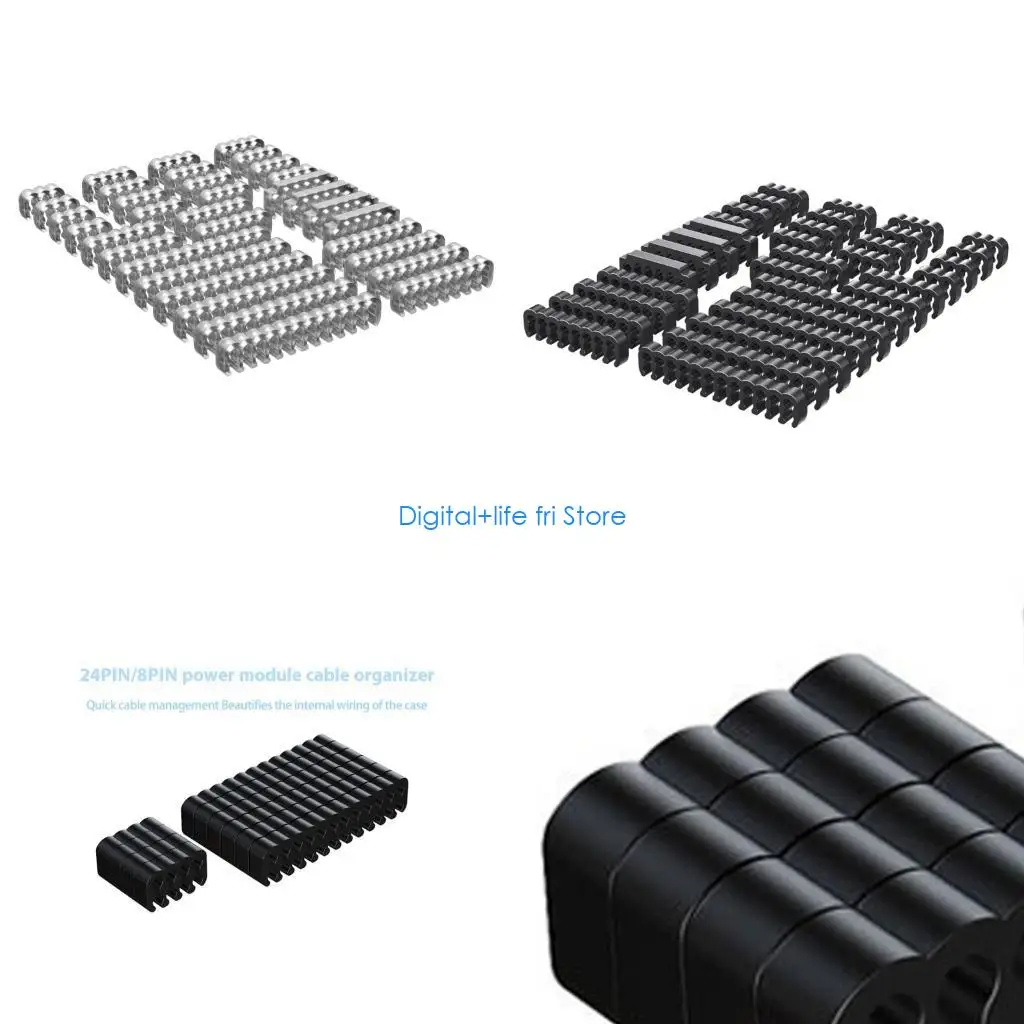 E06D Pack Of 34 PVC Cord Management Guides For 2.0-2.4mm Sleeved Lines Combs