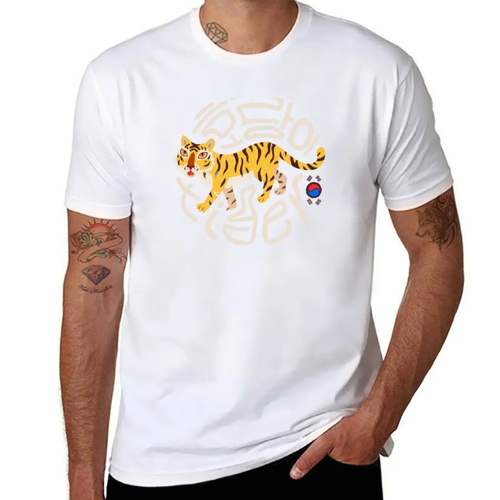 Corée du sud tigre/k-pop, k-drama, k-mode et K-Culture amoureux T-Shirt homme t-shirts pour hommes coton T-Shirt 100% T-Shirt