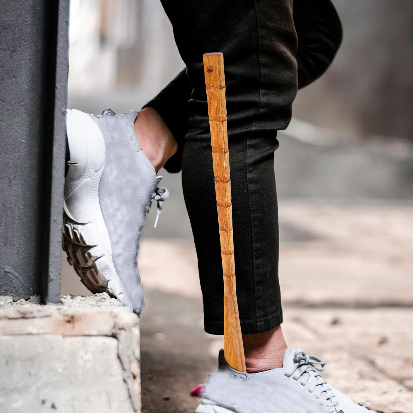 

Wooden Shoe Lifter Horn Long Handle for Women Men Senior Portable Lightweight Household Use Shoehorn Health