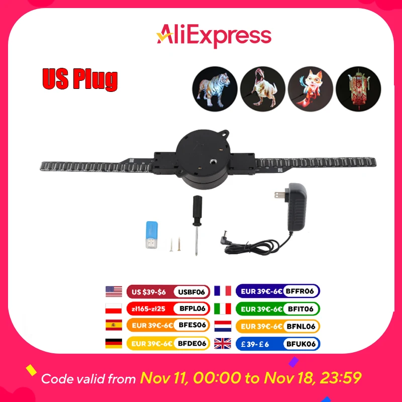 

New WiFi 3D Hologram Fan 3D Hologram Projector 176 Degree Viewable Angle 100‑240V 2000x224 Stable Custom Editing for Business