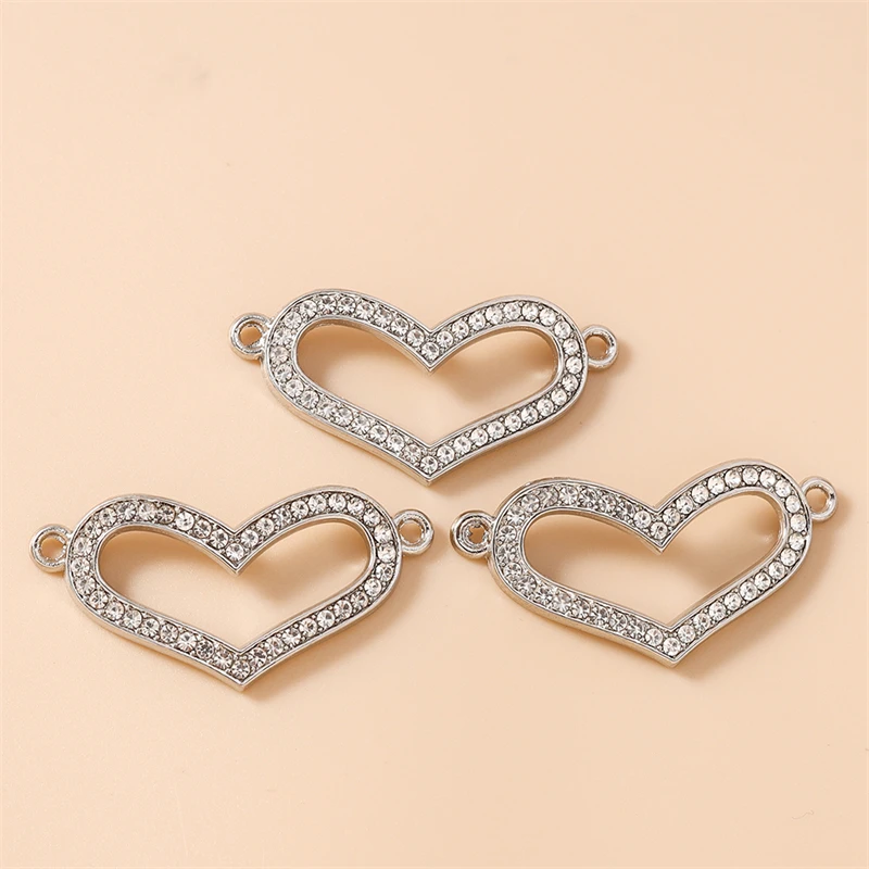 20 Stück 37x19mm Niedliche Kristall-Legierungs-Hohle Herz-Anhänger Verbinder für Schmuckherstellung Halsketten Armbänder DIY Bastelbedarf – Detail 6
