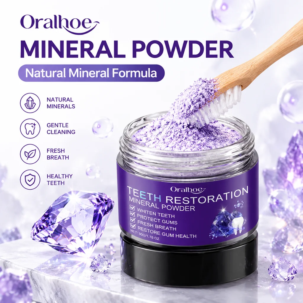 Purple Tooth Cleaning Powder Deep Cleaning and Polishing Stain Remover Colour Corrector Toothpaste Fresh Breath Gentle Oral Care For Daily Use and Travel