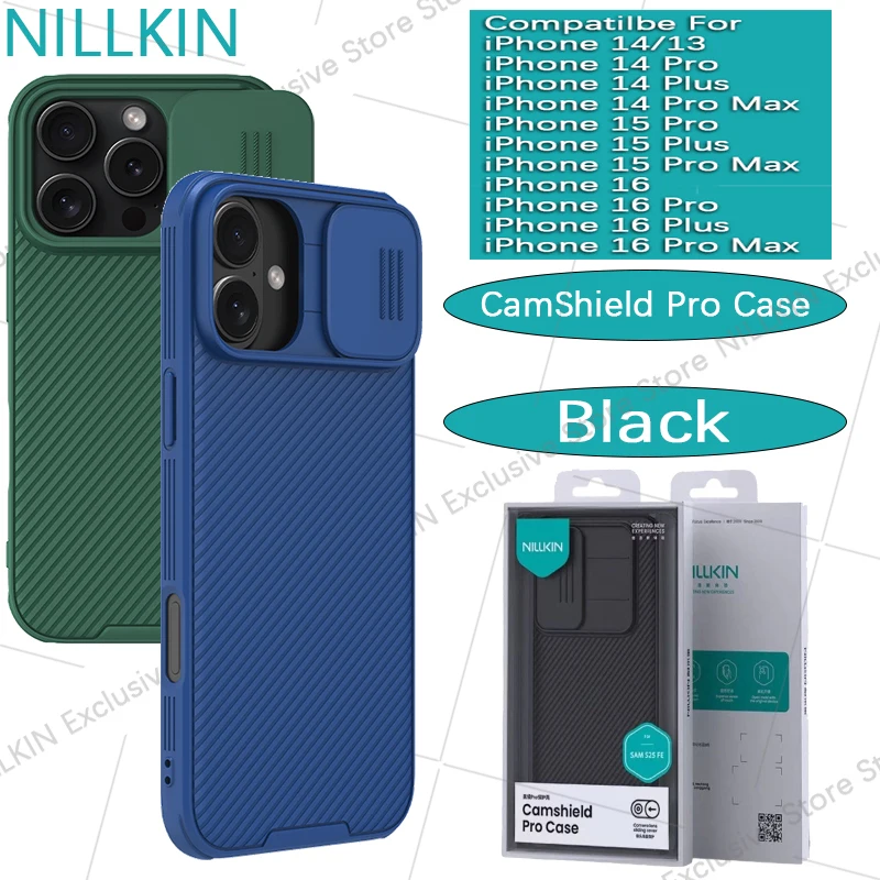 Nillkin CamShield Pro Hülle für iPhone 14, 15, 16 Pro Max/15 Plus, 14+ mit Airbag-Schutz gegen Stürze, Schiebeabdeckung für die Kamera, Schutzhülle