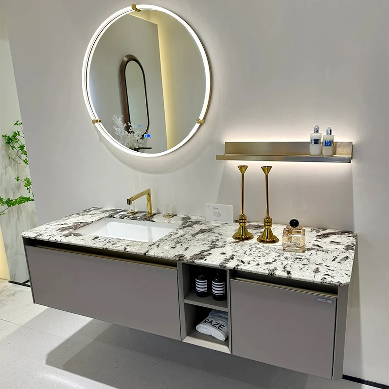 

Natural luxury stone bathroom cabinet combination bathroom wash hand basin washbasin solid wood paint