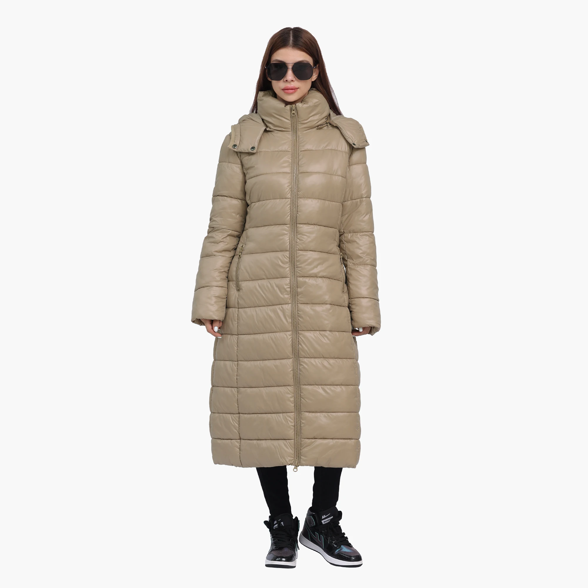 SANTELON Women Fashion Winter Thick Warm Over Knee Parka Female Extra Long Puffer Jacket Coat With Detachable Windproof Hood