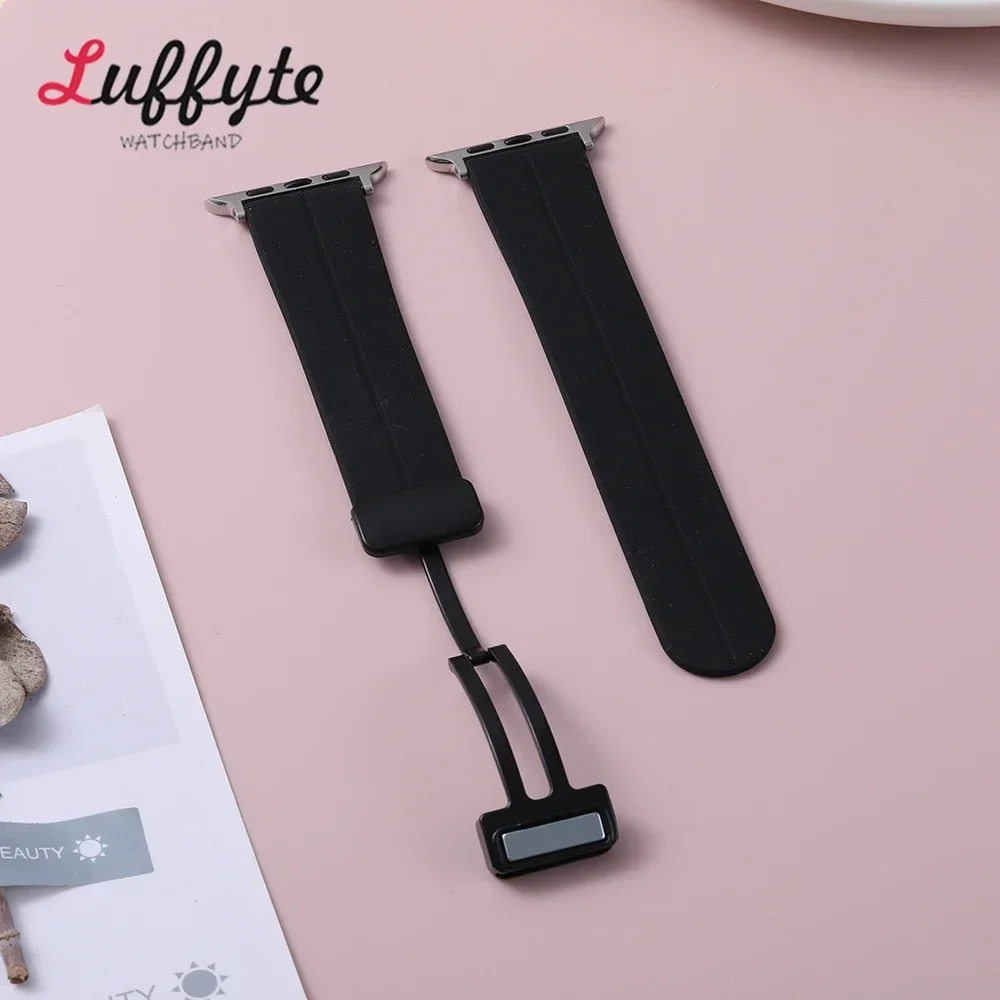 الأشرطة الناعمة لساعة أبل 38/40/41/42/44/45/46/49 مللي متر المعادن المغناطيسي مشبك معصمه ل IWatch الترا 1-10 استبدال سوار