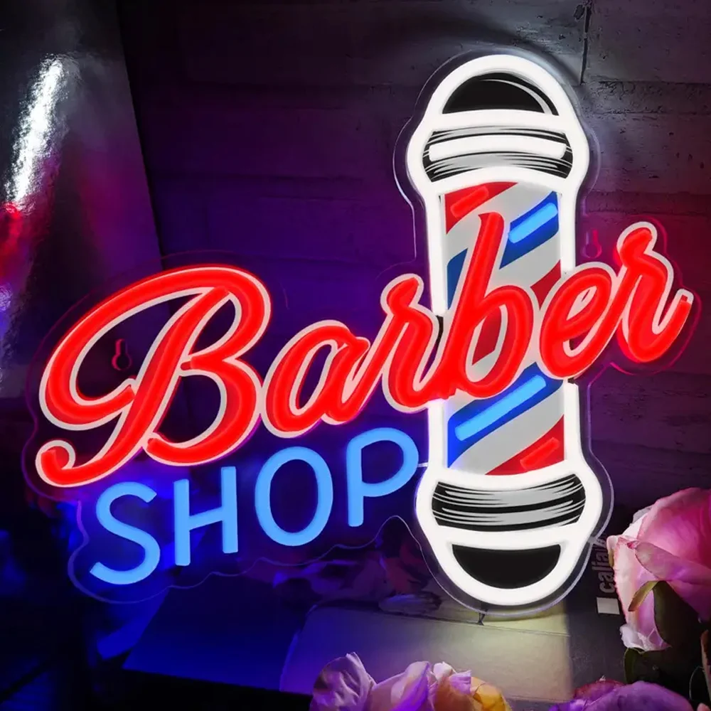 LED Neon Sign for Barber Shop, Salão de cabeleireiro, Sinais de corte de cabelo reguláveis, Light Up Neon Lights