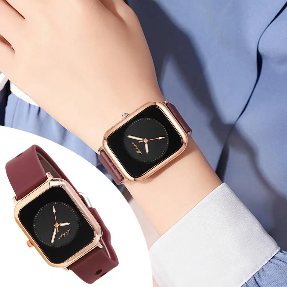 

Trendy Women Watch Elegant Ladies Quartz Watch with Square Dial Adjustable Silicone Strap for Business Timekeeping High Accuracy