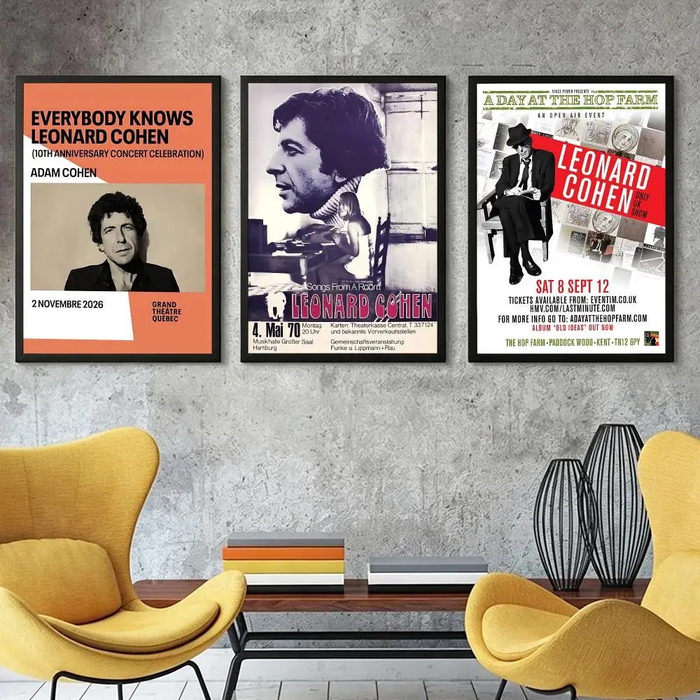 music Leonard Cohen Poster HD Poster Retro Industrial Style Suitable for Living Room Bar Corridor and Gift Giving