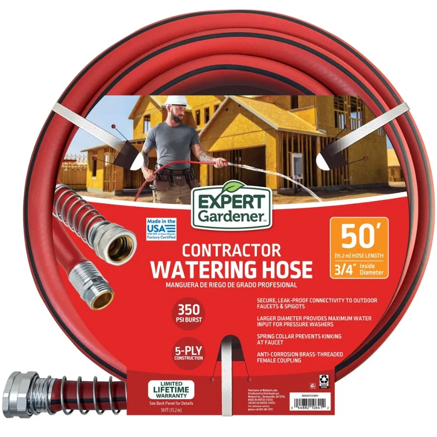 

Contractor Grade 3/4 Inch x 50 ft Garden Hose Heavy-Duty Rubber Construction, Kink-Resistant Design, All-Weather Use, Available