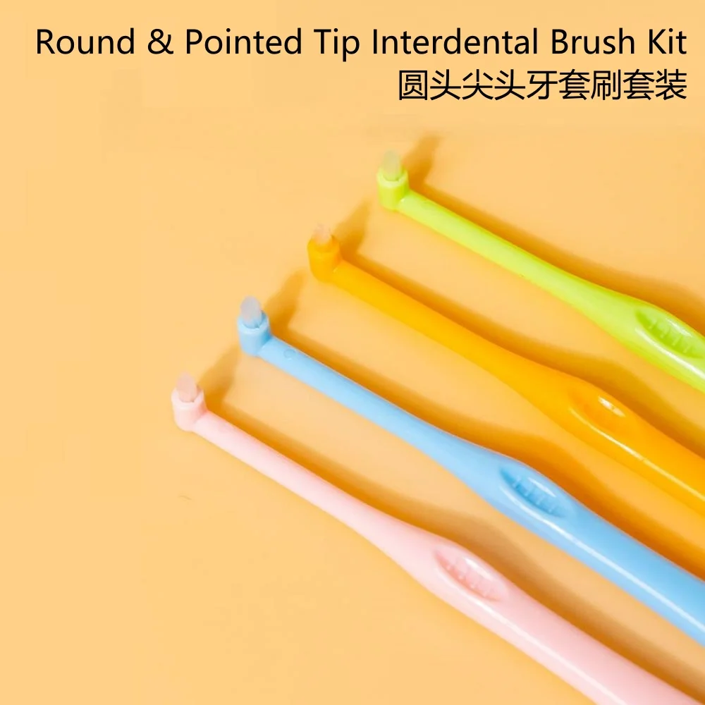 4Colors  Round&Pointed Tip Teeth Cleaning Toothbrush Interdental Brush Adult Oral Care Tools Deep Oral Cleaning